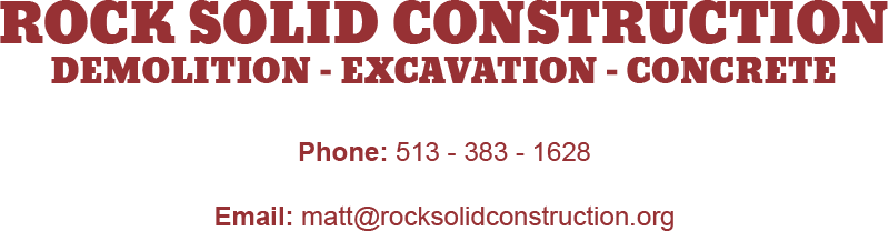 Rock Solid Construction Logo | Phone: 513-383-1628 | Email: matt@rocksolidconstruction.org